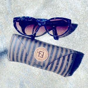 Vintage Authentic FENDI Sapphire + Gold Sunglasses Rare Frames